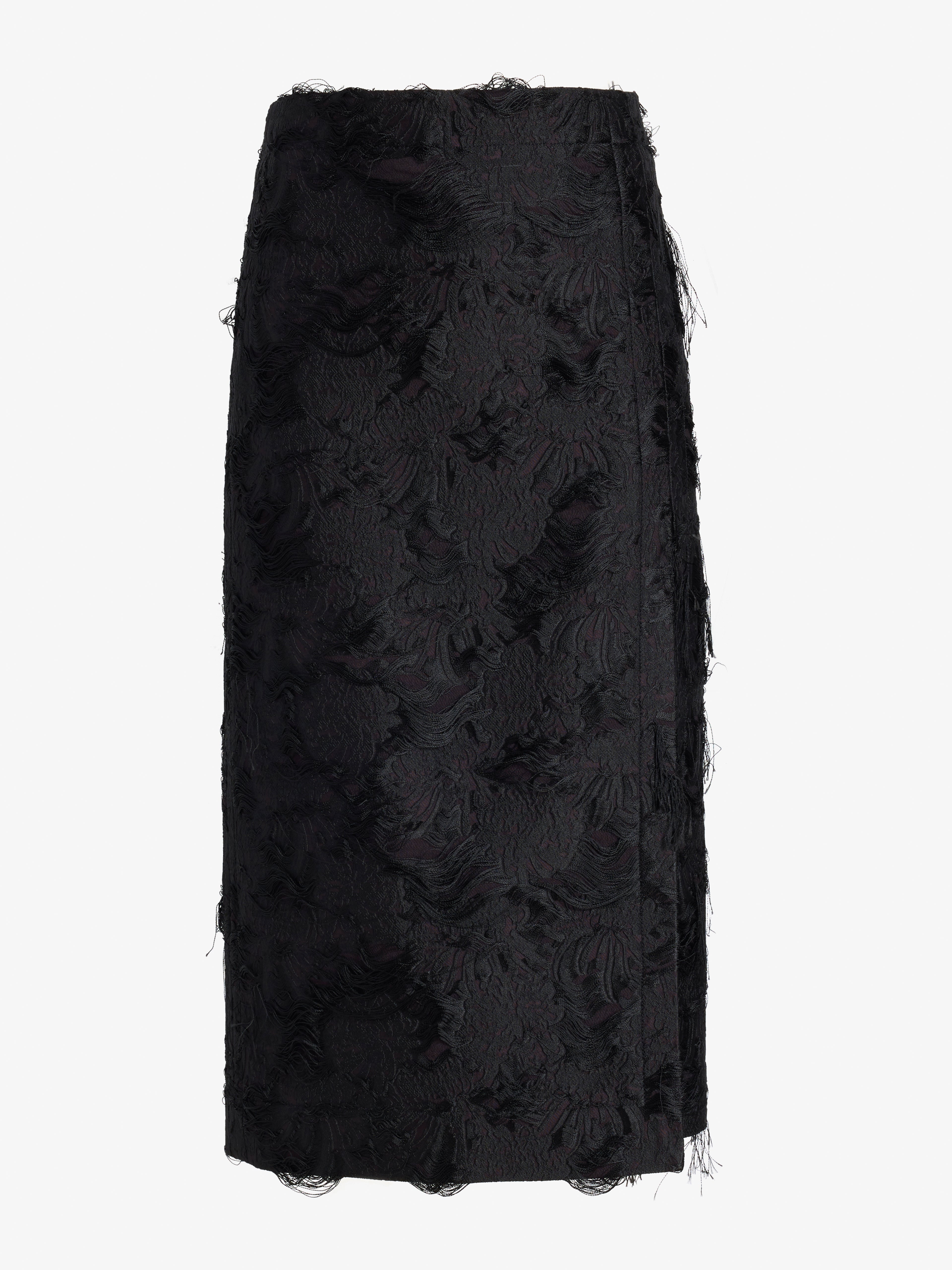 Daisy Women's Black Midi Skirt | Chrysanthemum Jacquard, Slim Fit 0