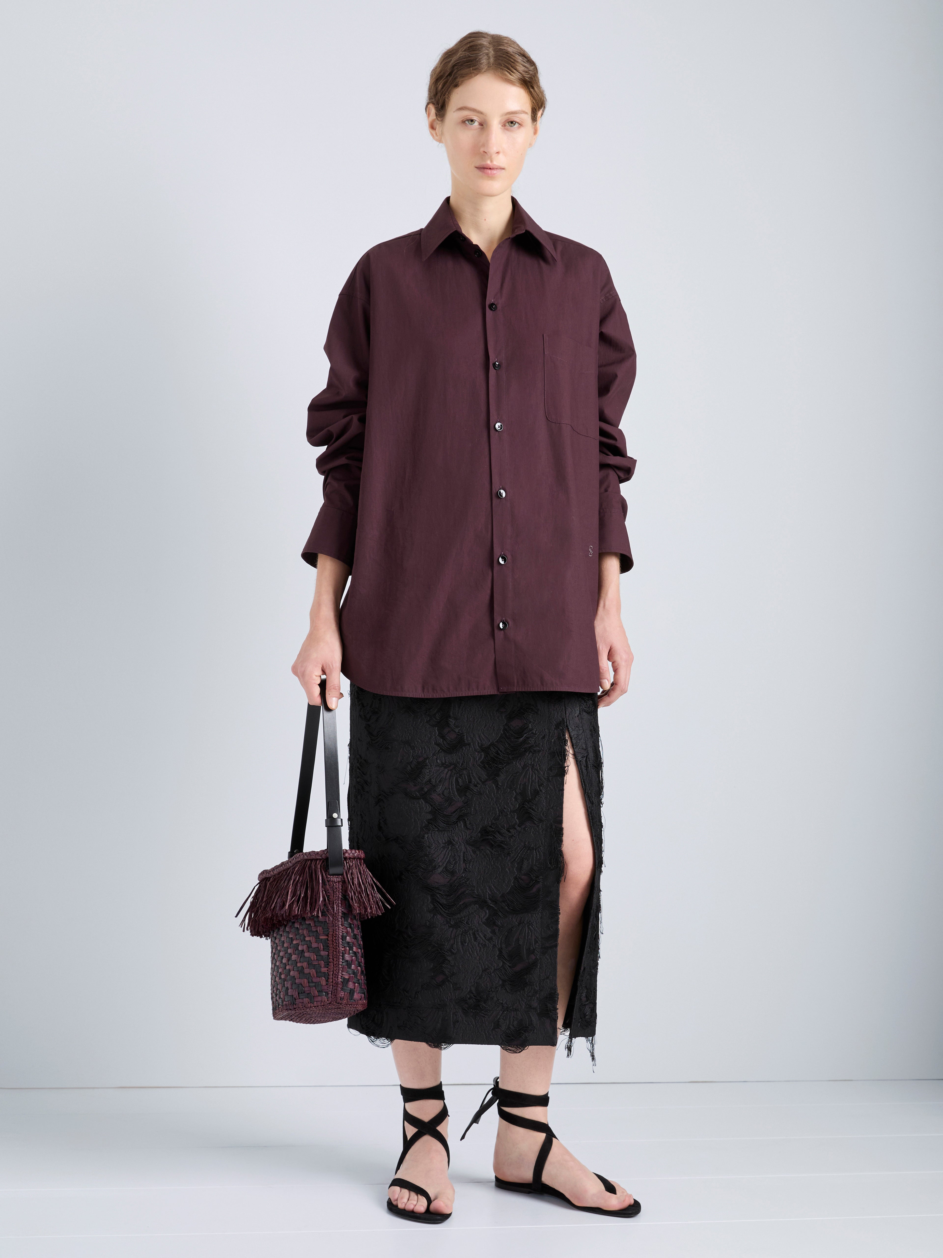 Daisy Women's Black Midi Skirt | Chrysanthemum Jacquard, Slim Fit 1