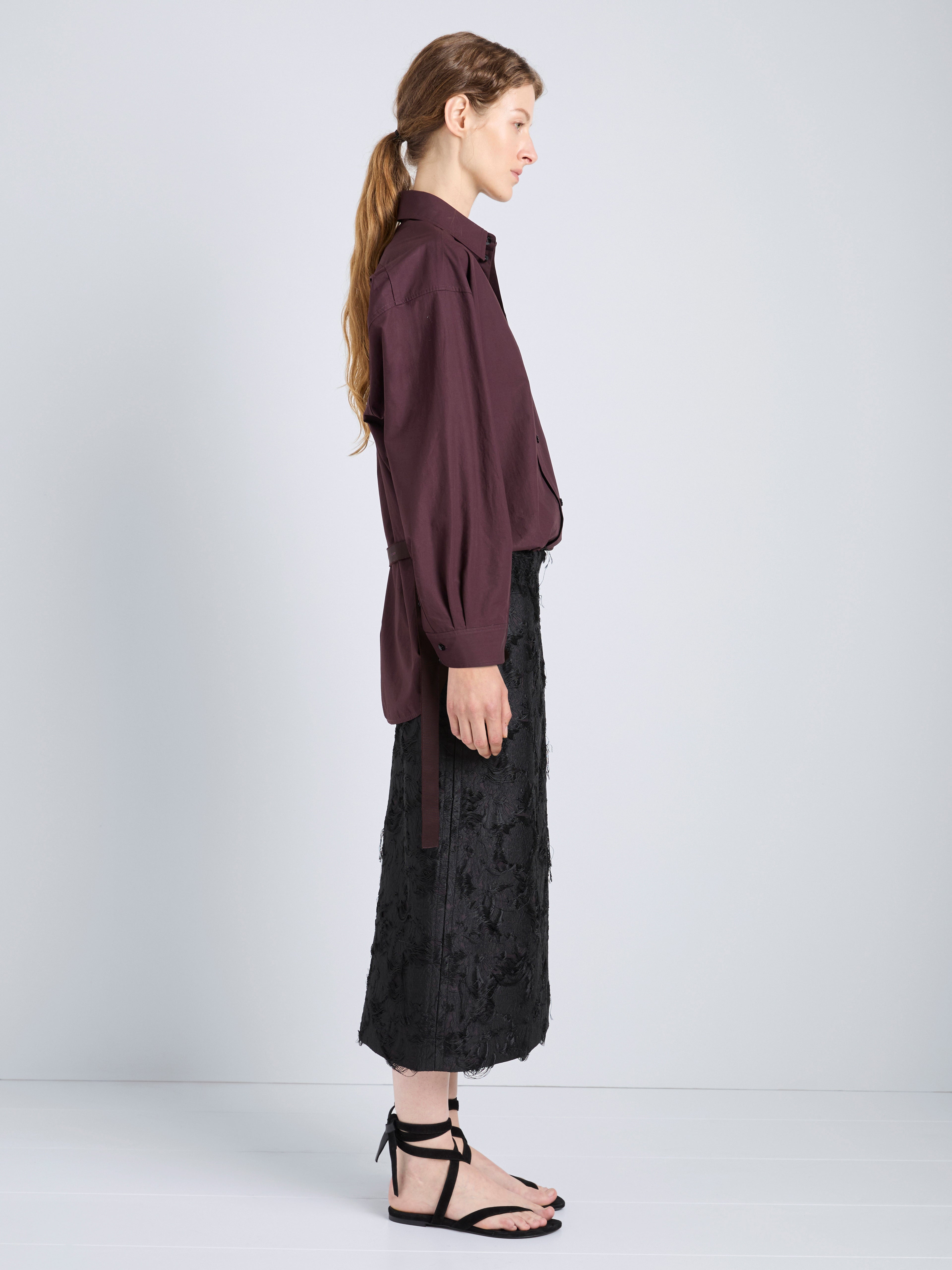 Daisy Women's Black Midi Skirt | Chrysanthemum Jacquard, Slim Fit 2