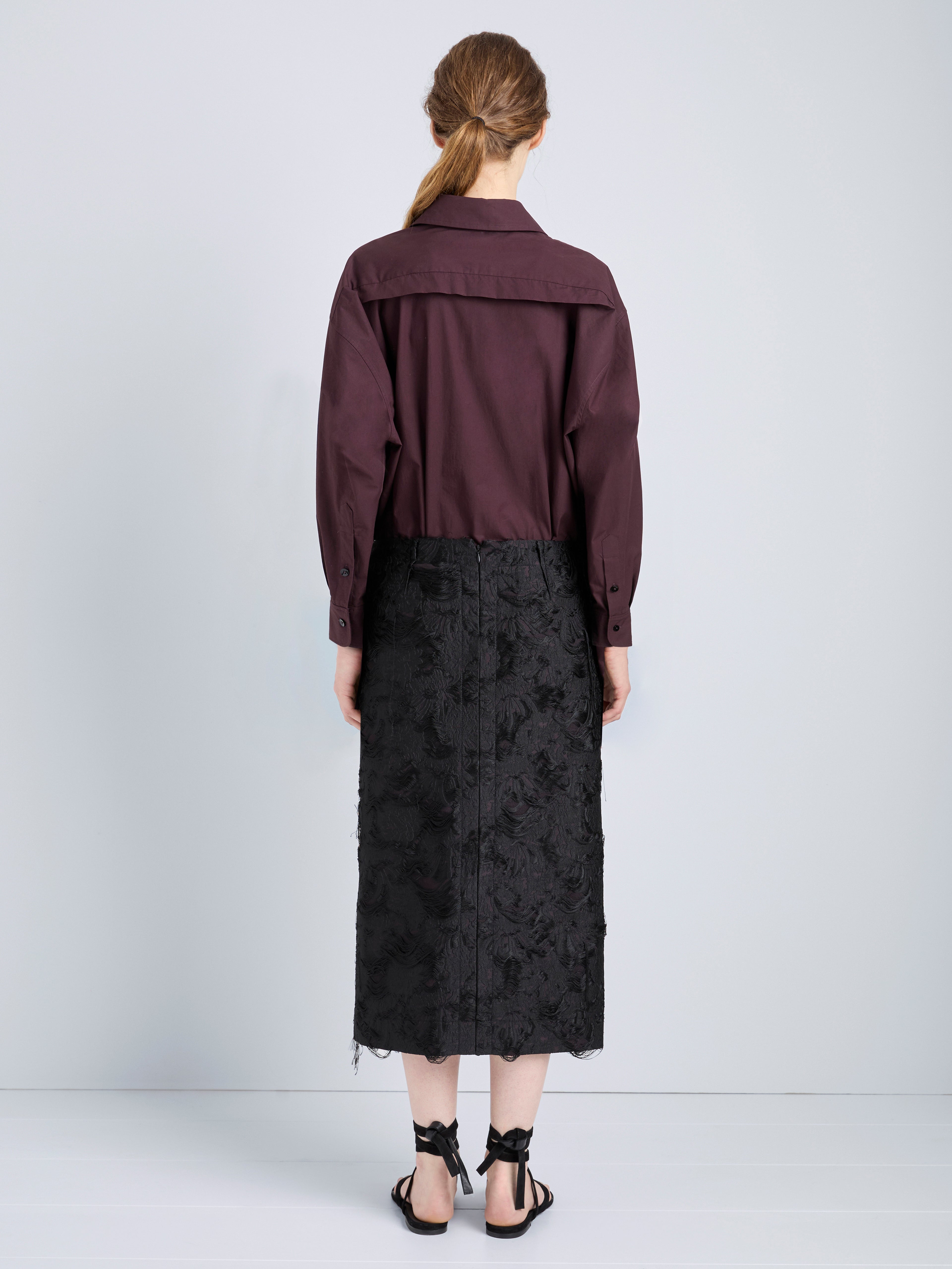 Daisy Women's Black Midi Skirt | Chrysanthemum Jacquard, Slim Fit 3