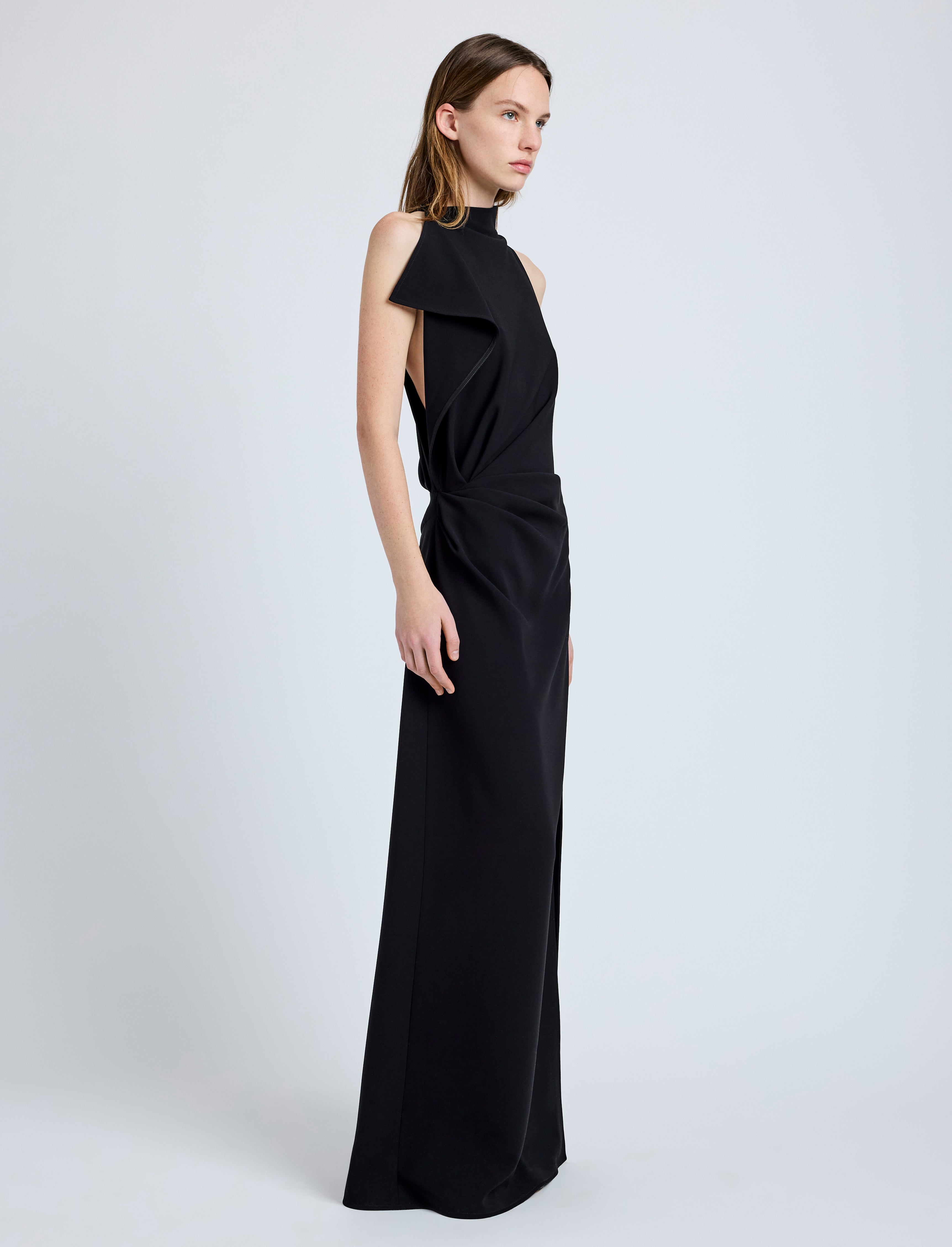 Daisy Women's Maxi Dress | Elegant Matte Double Crepe with Side Slit 2