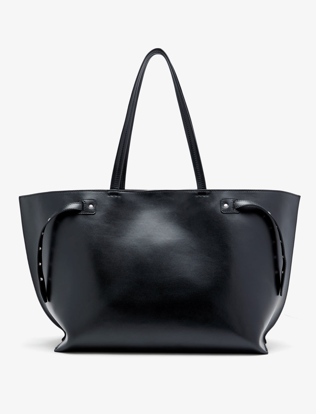 Daisy Women's Tote Bag | Black Smooth Leather, Adjustable Side Buckles 3