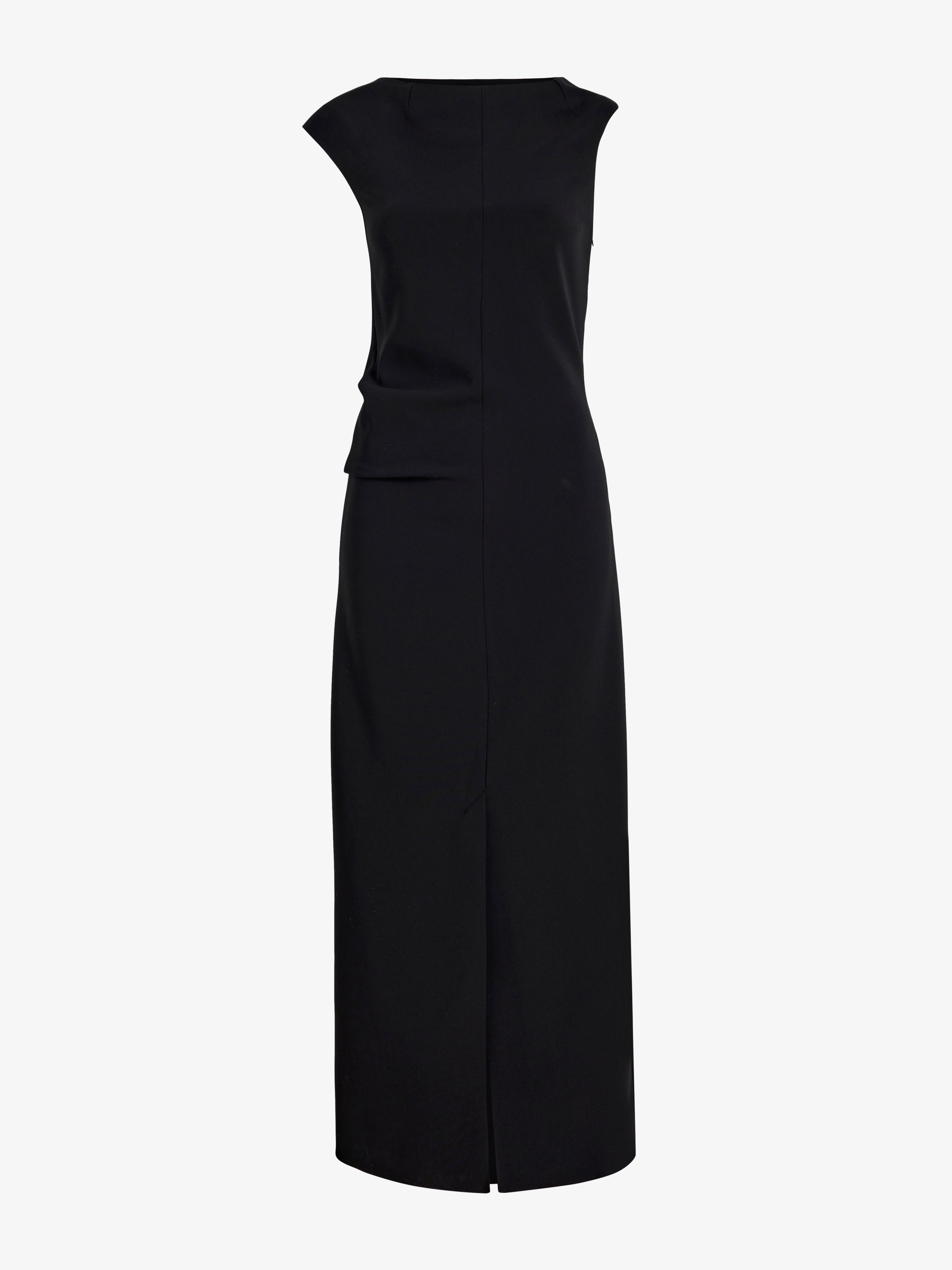 Damea Women's Black Dress | Matte Double Crepe, Asymmetric Design 0
