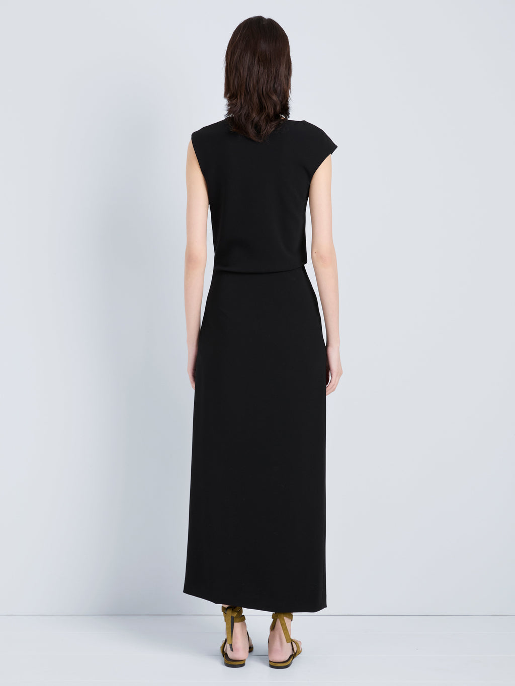 Damea Women's Black Dress | Matte Double Crepe, Asymmetric Design 3