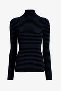 Didi Women's Top | Matte Viscose Velvet Stripe Turtleneck 0