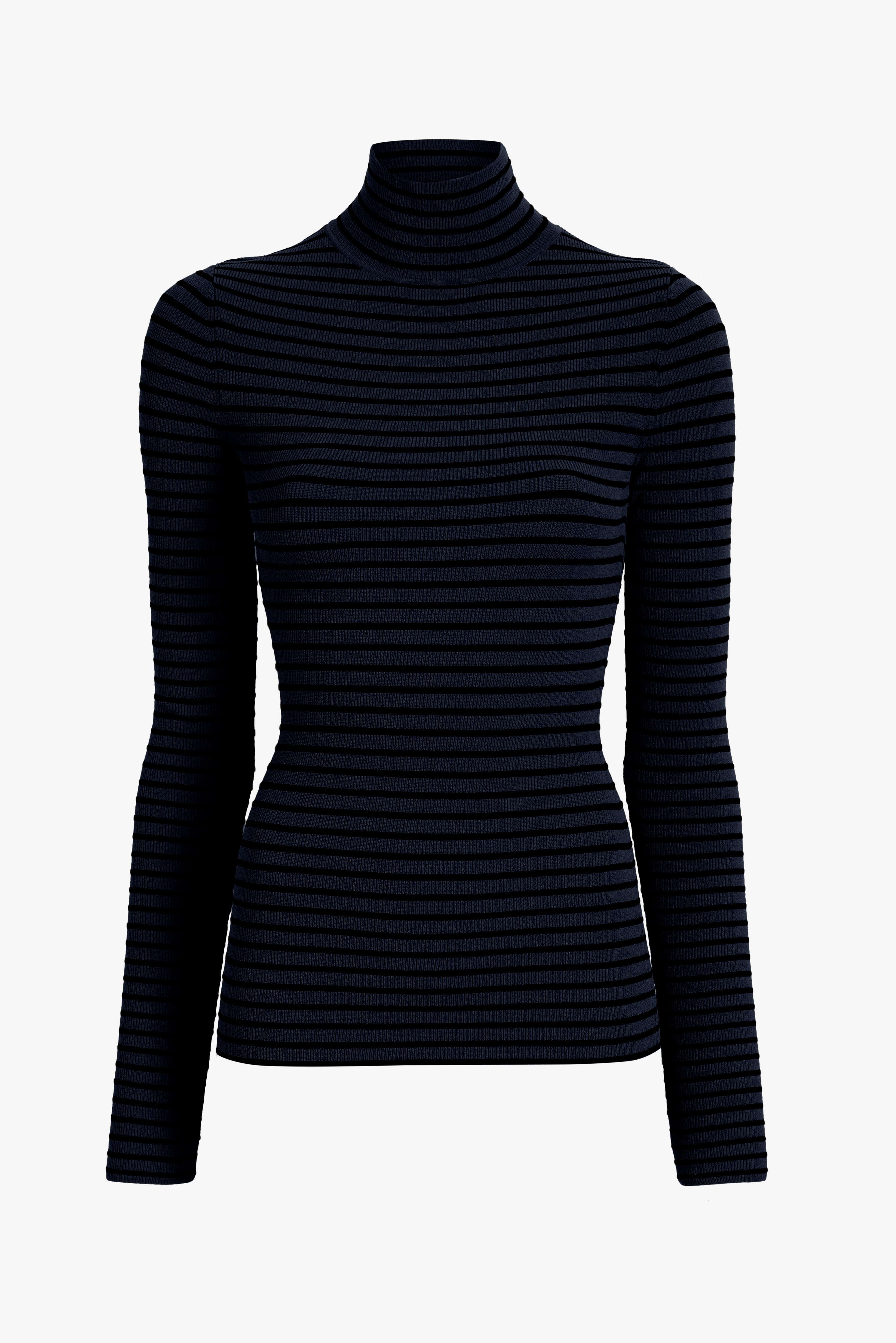Didi Women's Top | Matte Viscose Velvet Stripe Turtleneck 0