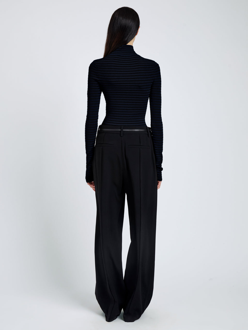 Didi Women's Top | Matte Viscose Velvet Stripe Turtleneck 4