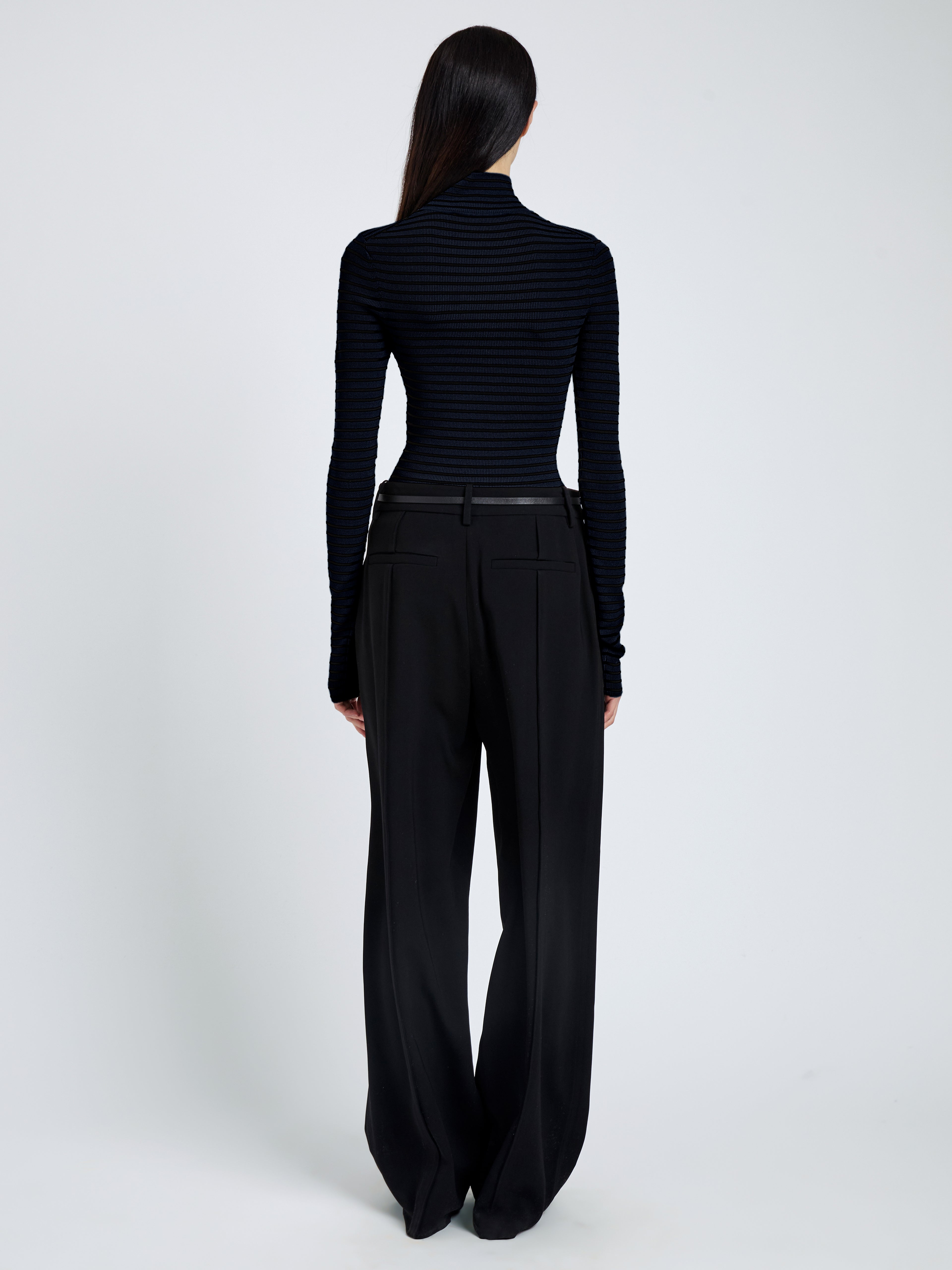 Didi Women's Top | Matte Viscose Velvet Stripe Turtleneck 4