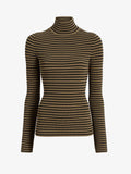 Didi Women's Turtleneck Top | Matte Viscose Velvet Stripe 0