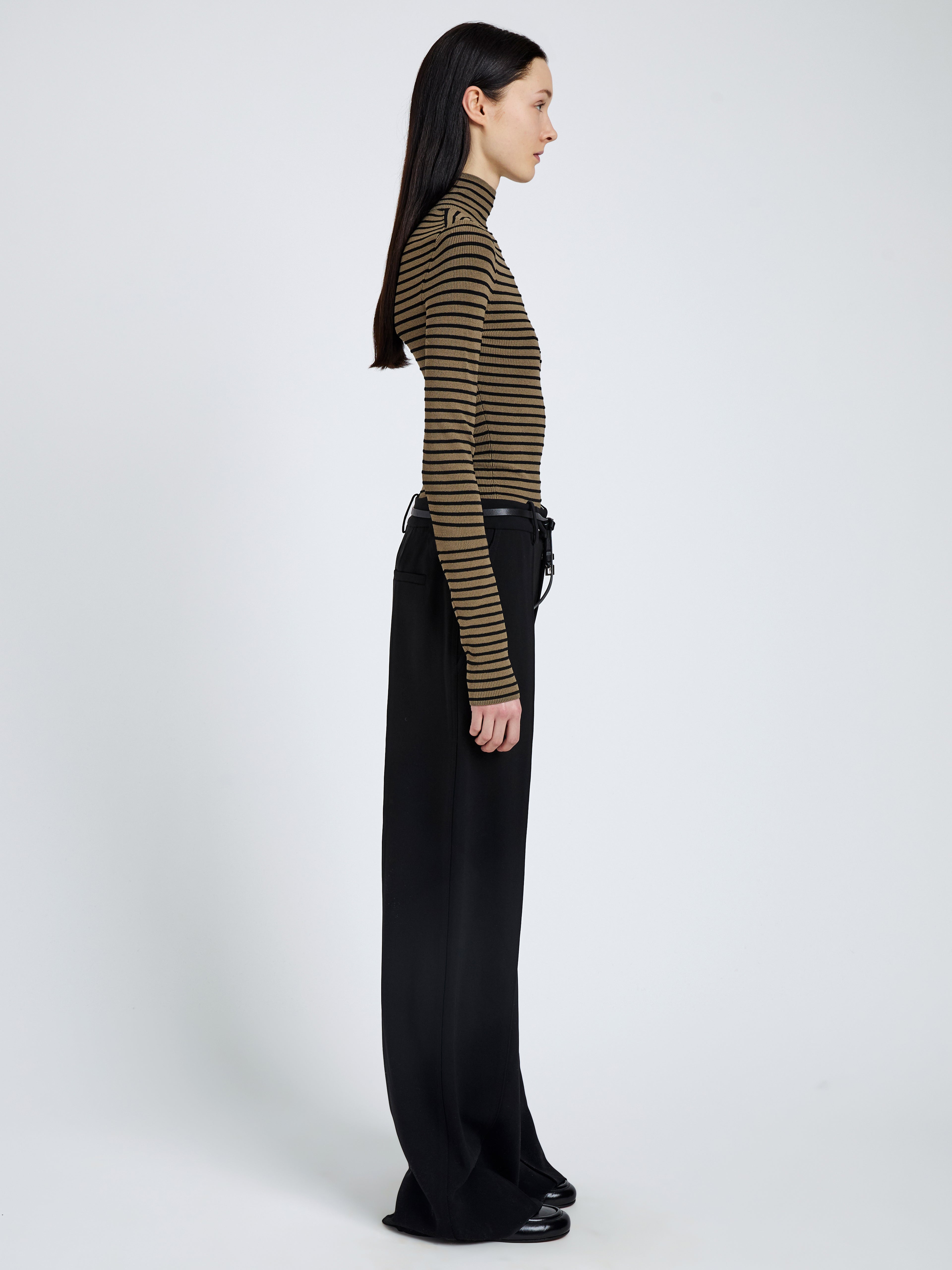 Didi Women's Turtleneck Top | Matte Viscose Velvet Stripe 3