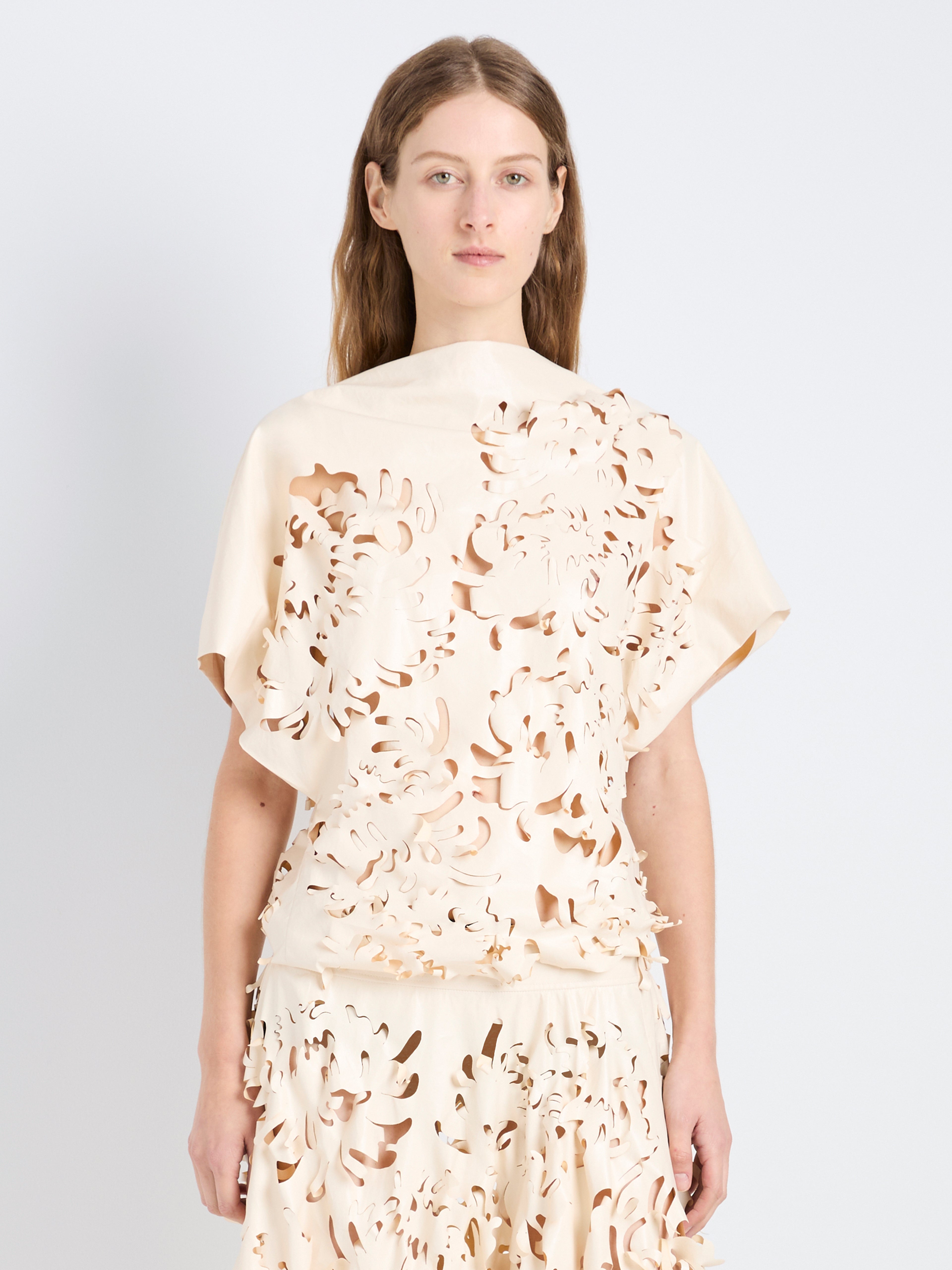 Dina Women's Top | Lacquered Cotton, Short Sleeves 1