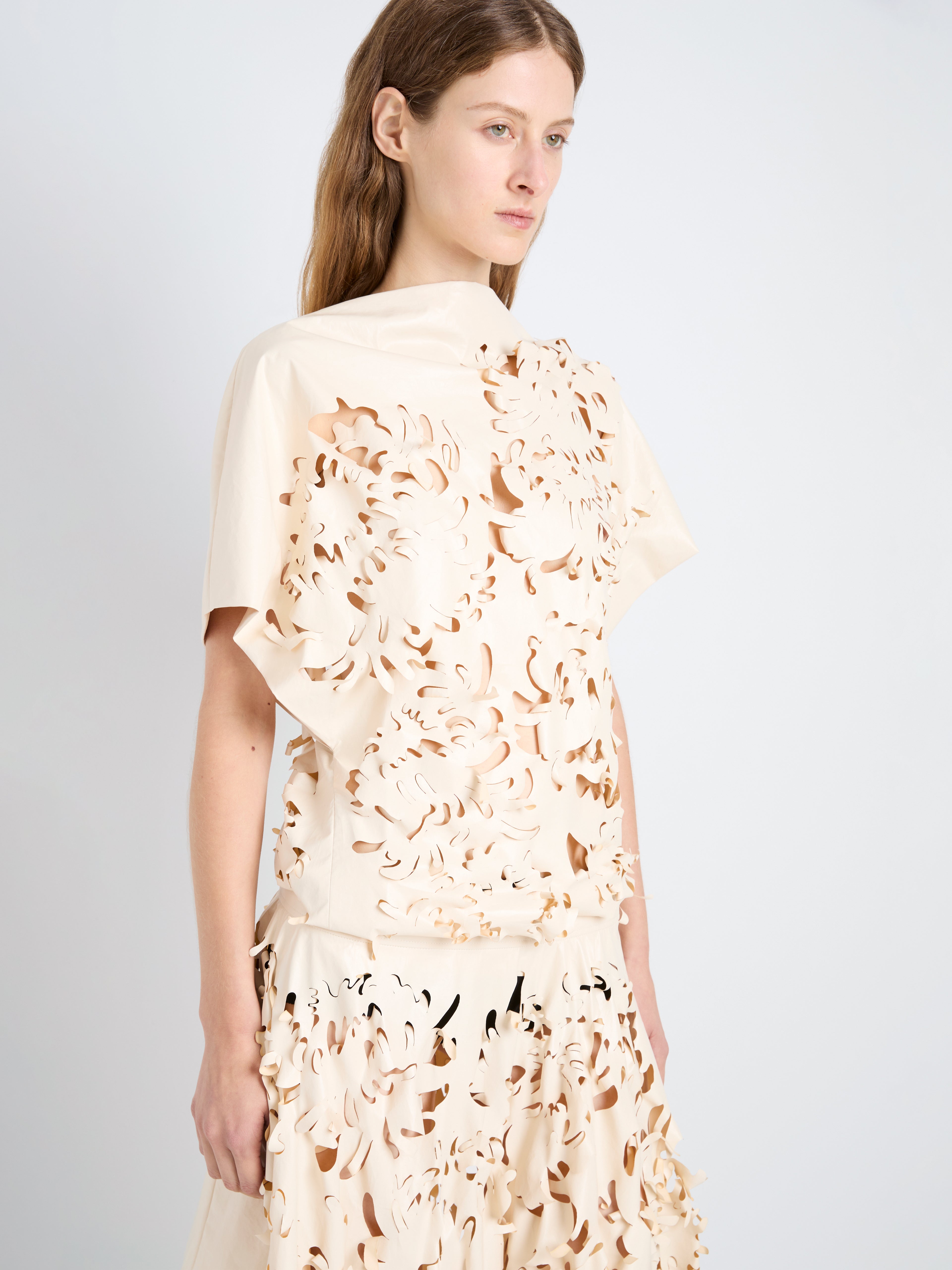 Diva Women's Top | Lacquered Cotton, Laser-Cut Design 5