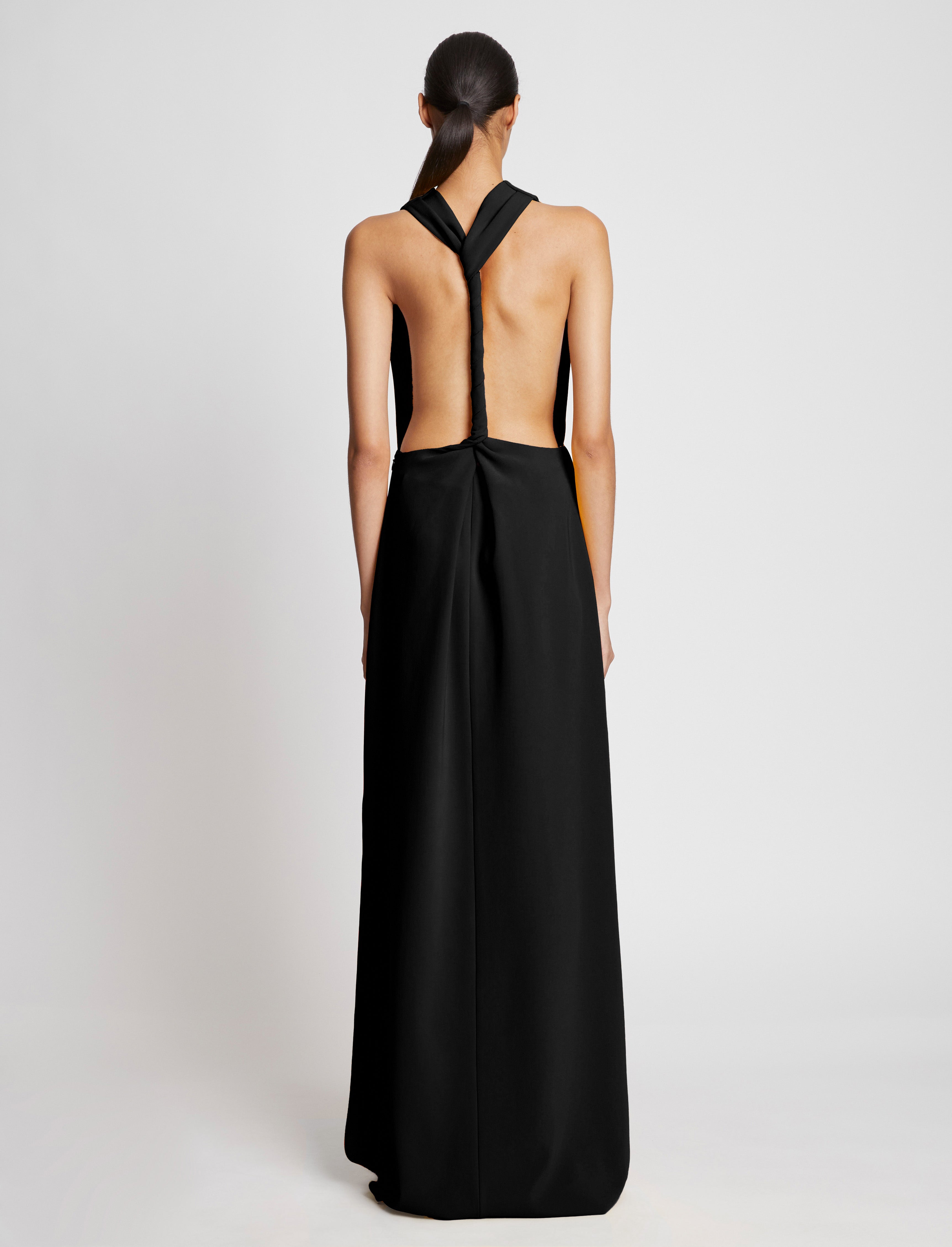 Faye Women's Maxi Dress | Matte Double Crepe, Backless Design 3