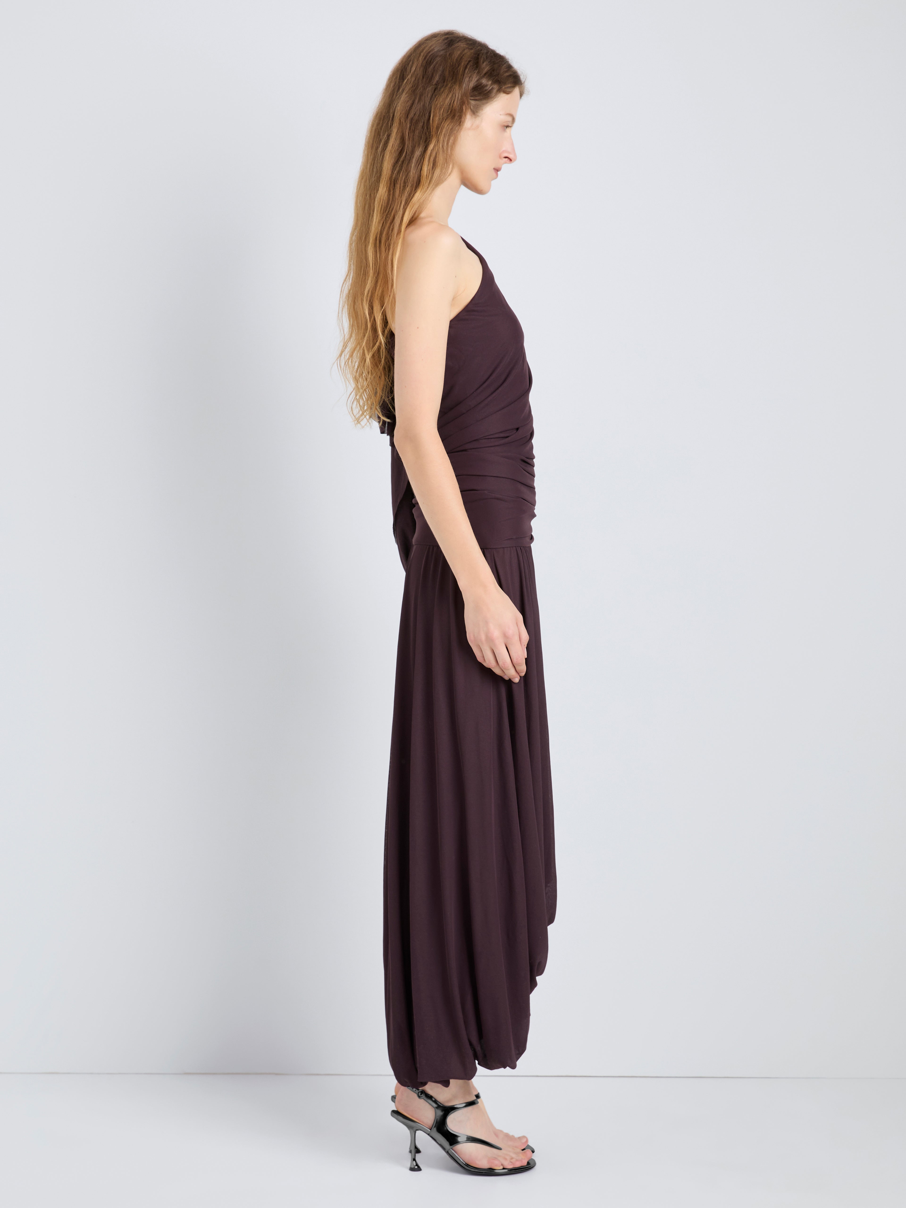 Gabri Women's Dress | One-Shoulder Pleated Jersey Cocktail Dress 2