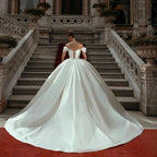 Elegant Off-Shoulder Satin Wedding Dress