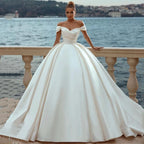 Elegant Off-Shoulder Satin Wedding Dress