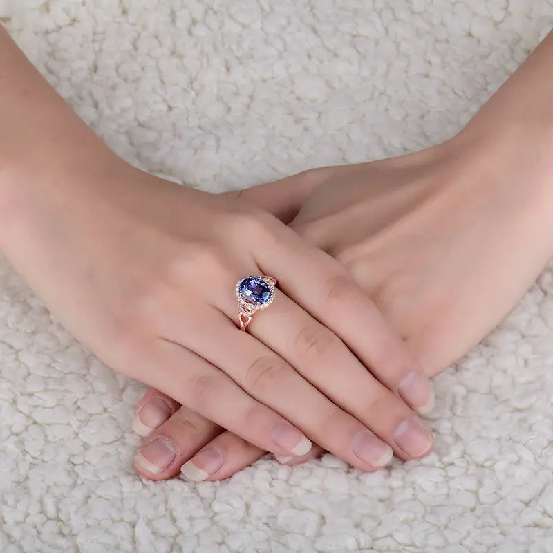 Tanzanite Diamond Rose Gold Ring