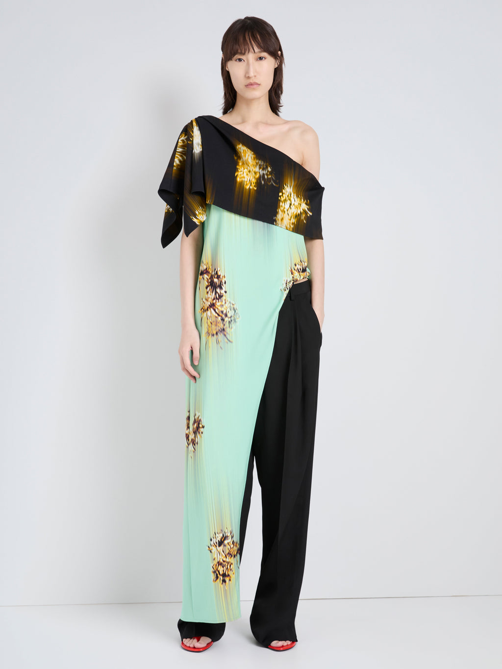 Haya Women's Top | Printed Viscose Cady, Asymmetrical Hem 2