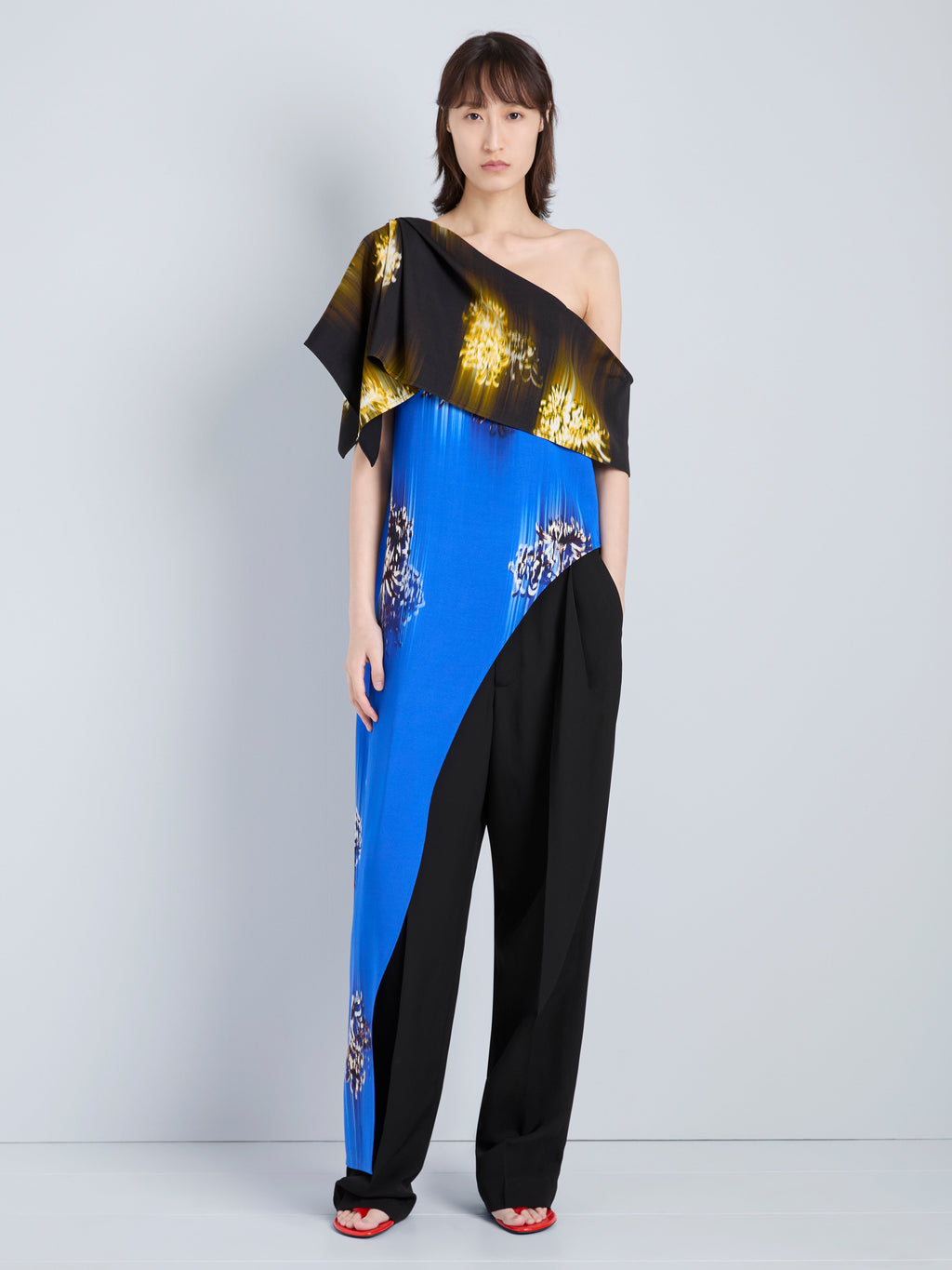 Haya Women's Top | Printed Viscose Cady, One-Shoulder Design 2