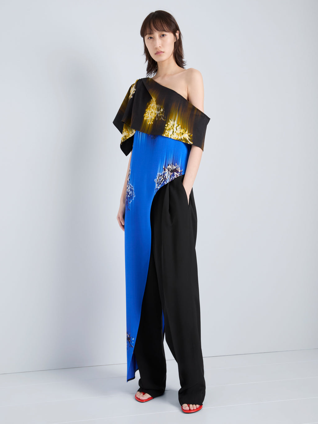 Haya Women's Top | Printed Viscose Cady, One-Shoulder Design 5