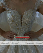 Ruffles Skirt Long Train Wedding Dress