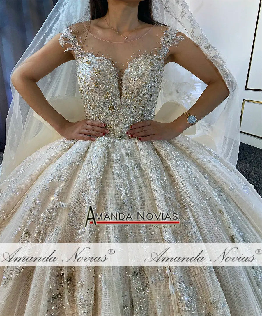 Ruffles Skirt Long Train Wedding Dress