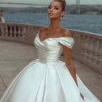Elegant Off-Shoulder Satin Wedding Dress