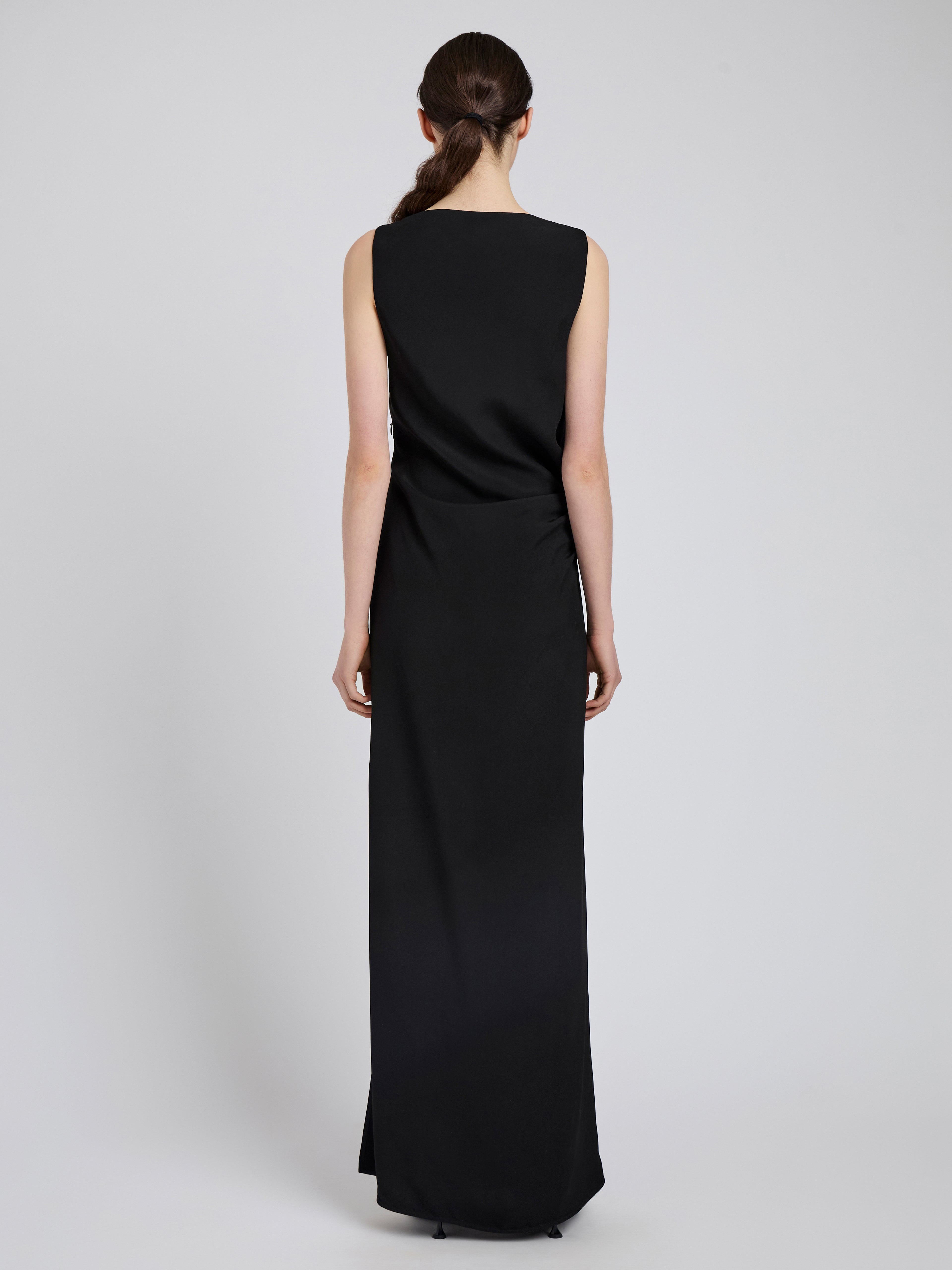 Indria Women's Black Dress | Matte Double Crepe, Elegant Design 3
