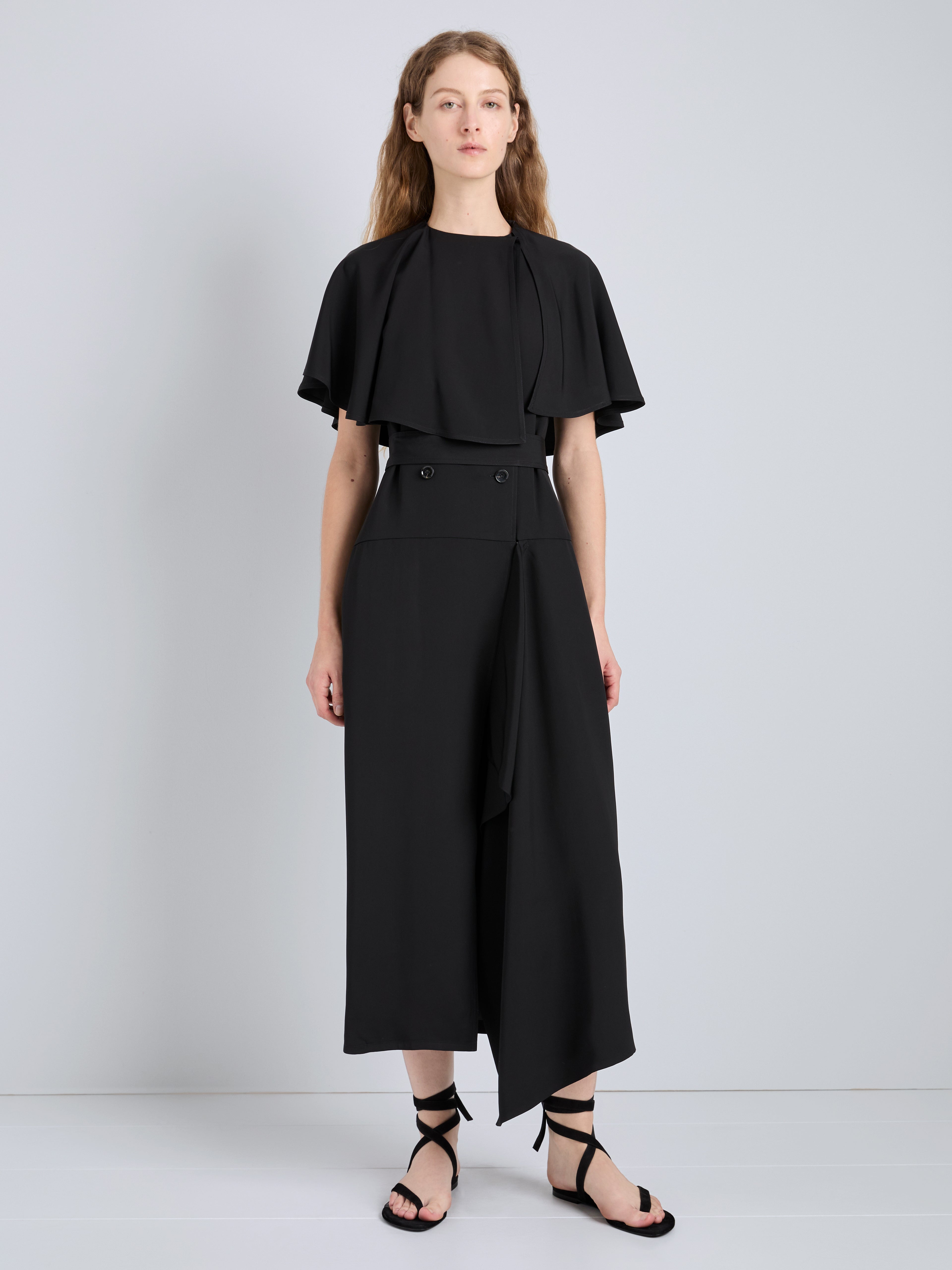 Ivy Women's Black Dress | Viscose Twill, Trench-Inspired 5