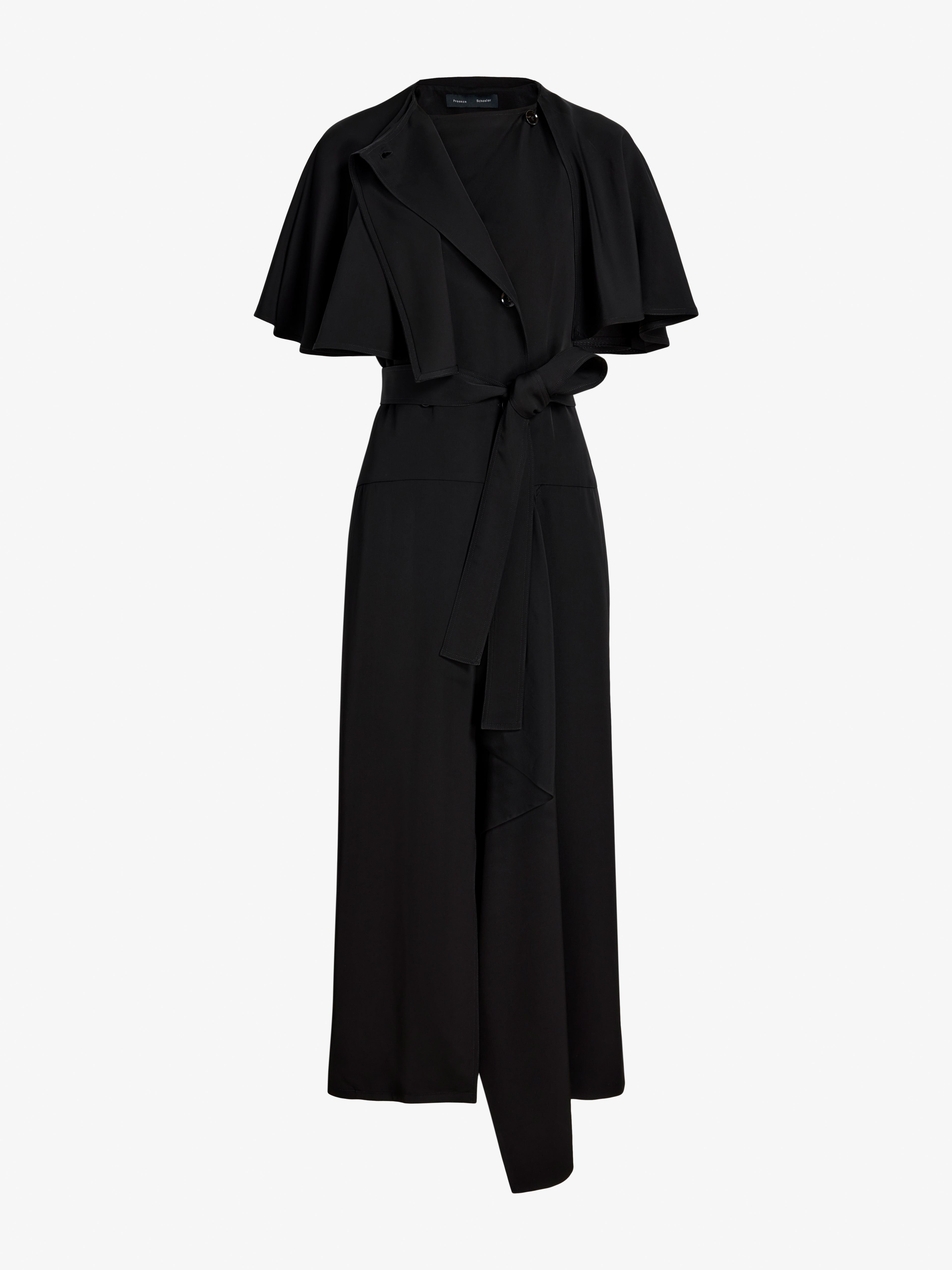Ivy Women's Black Wrap Dress | Viscose Twill, Trench-Inspired 0