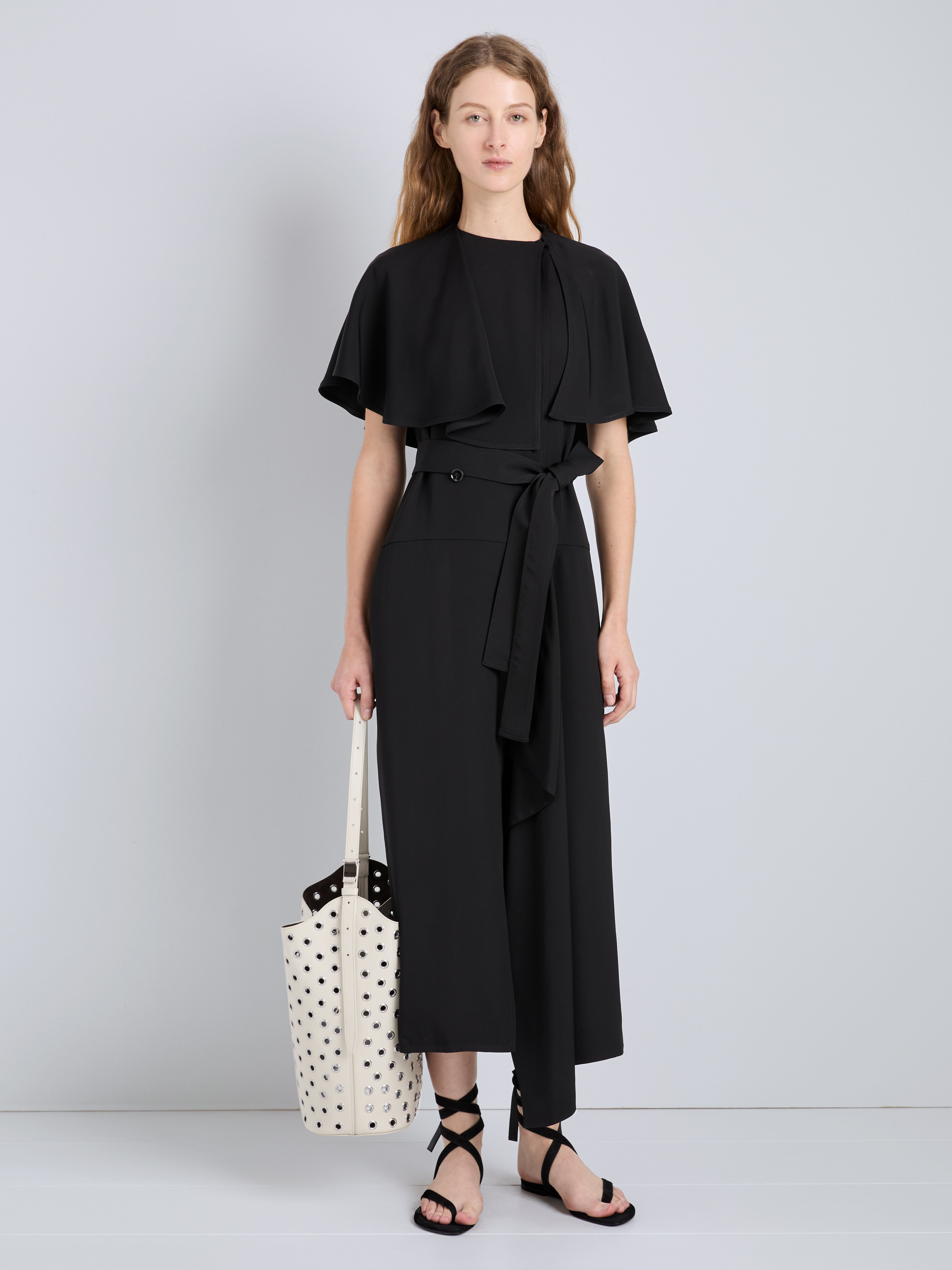 Ivy Women's Black Wrap Dress | Viscose Twill, Trench-Inspired 1