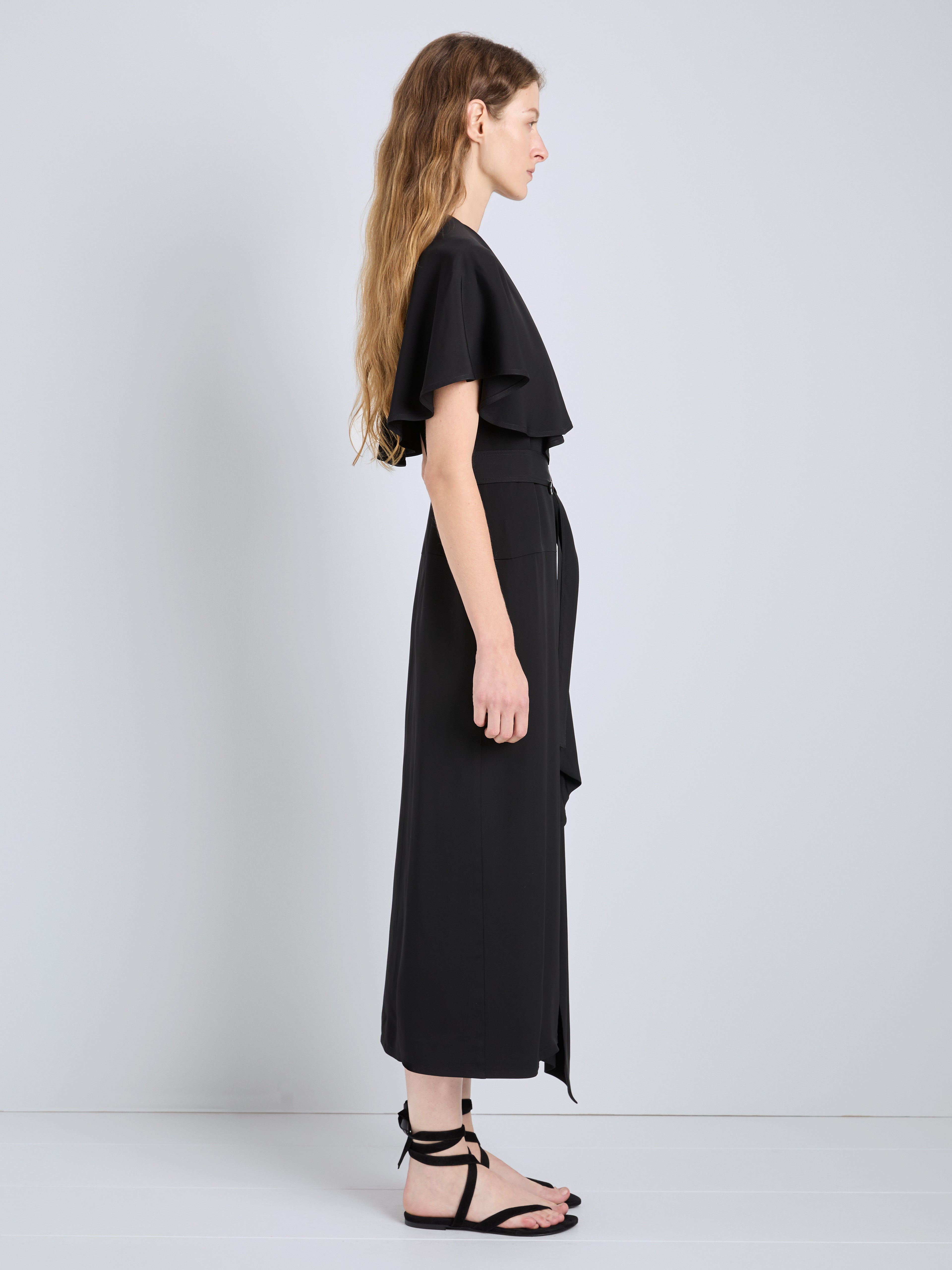 Ivy Women's Black Wrap Dress | Viscose Twill, Trench-Inspired 2