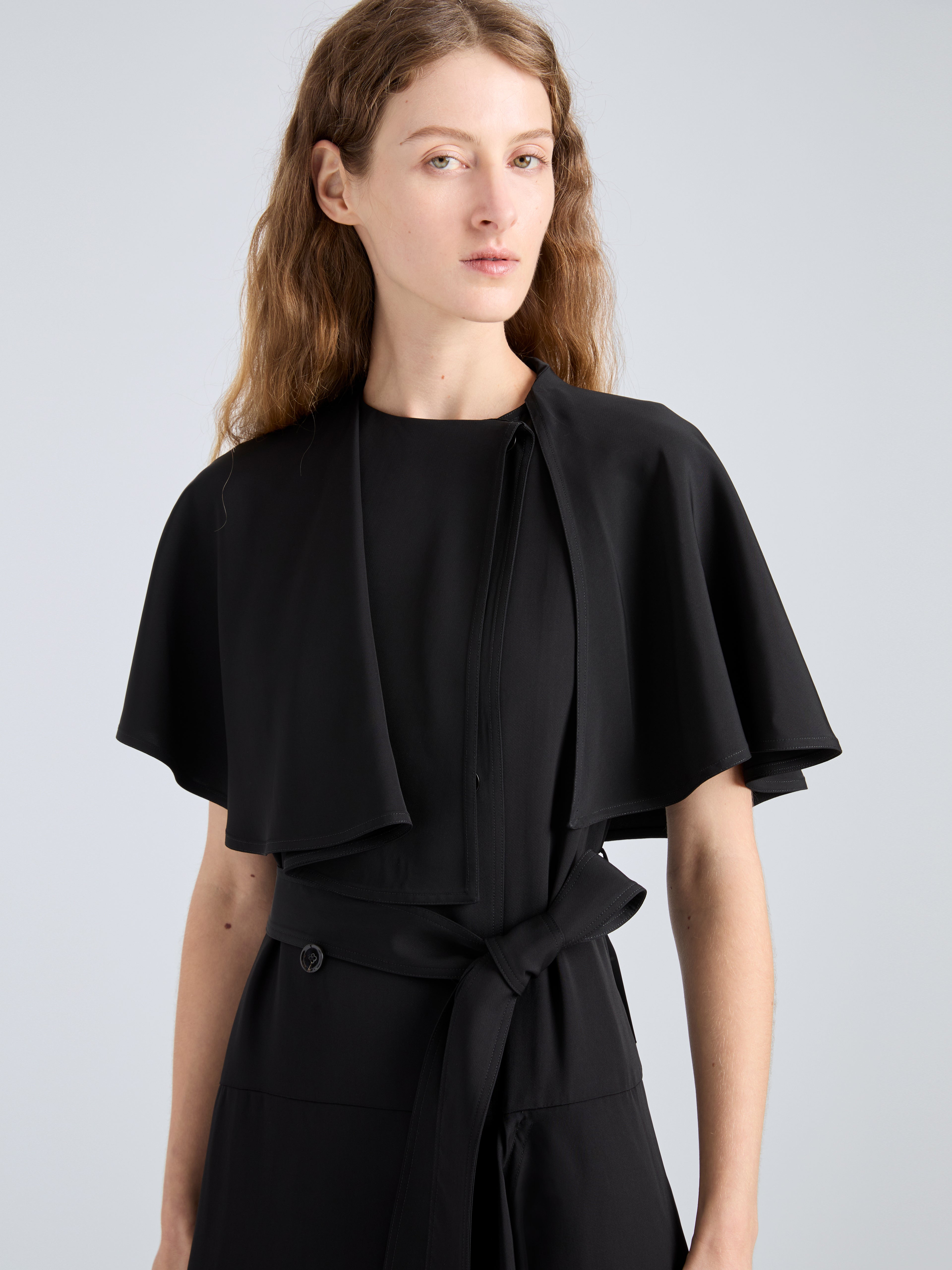 Ivy Women's Black Wrap Dress | Viscose Twill, Trench-Inspired 4