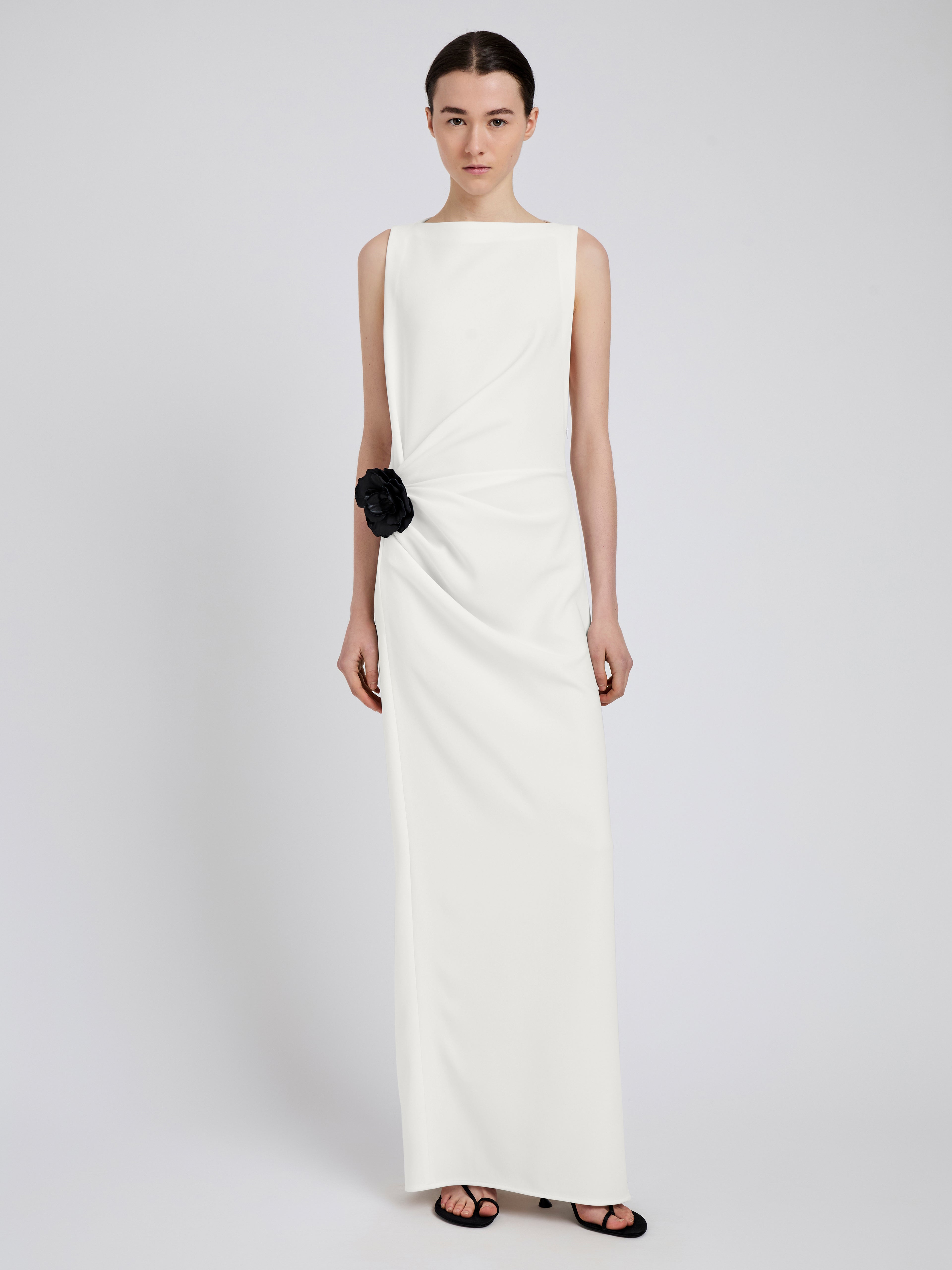 Ivy Women's White Dress | Elegant Matte Double Crepe, Formal Cocktail 1