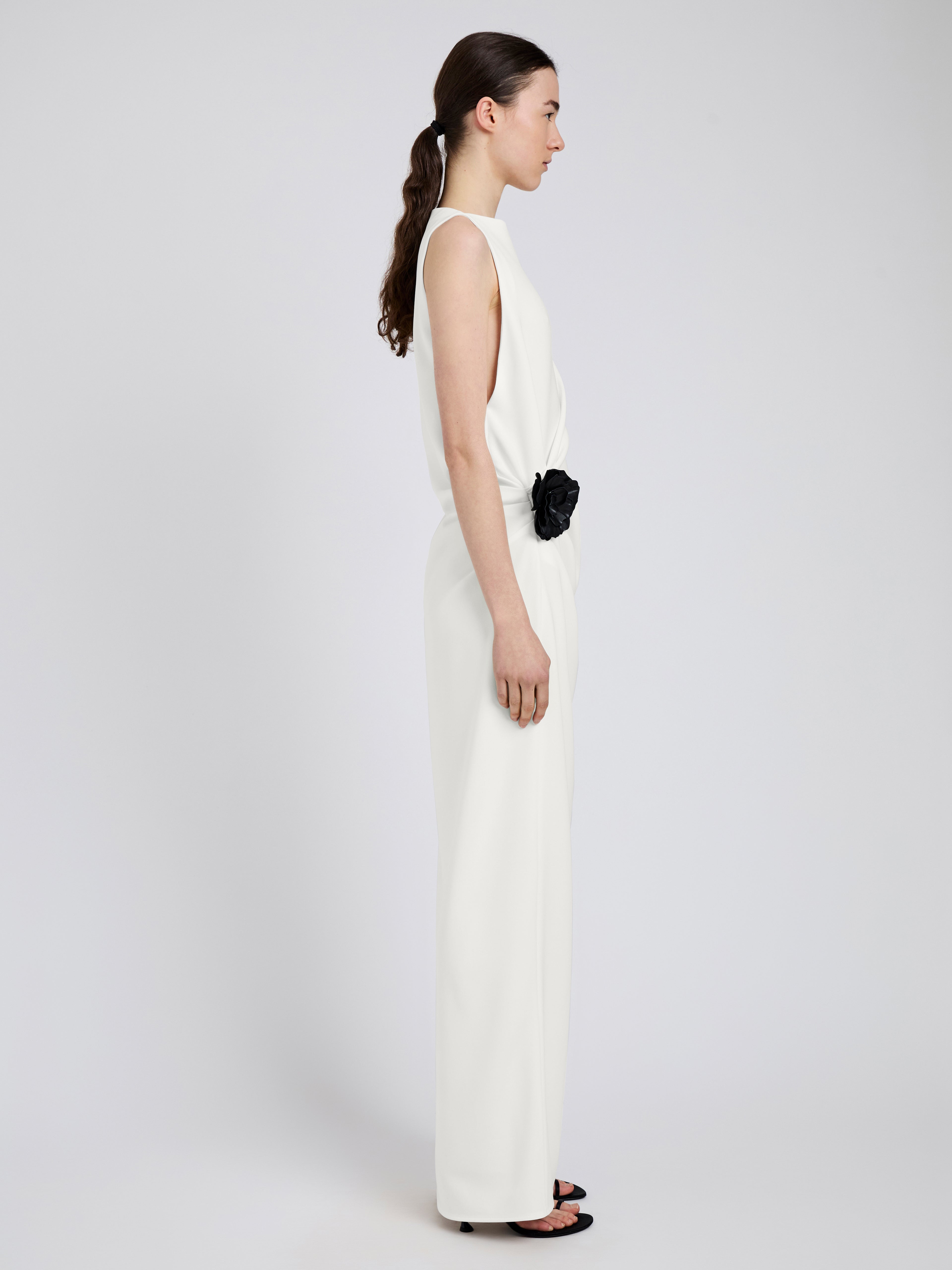 Ivy Women's White Dress | Elegant Matte Double Crepe, Formal Cocktail 2