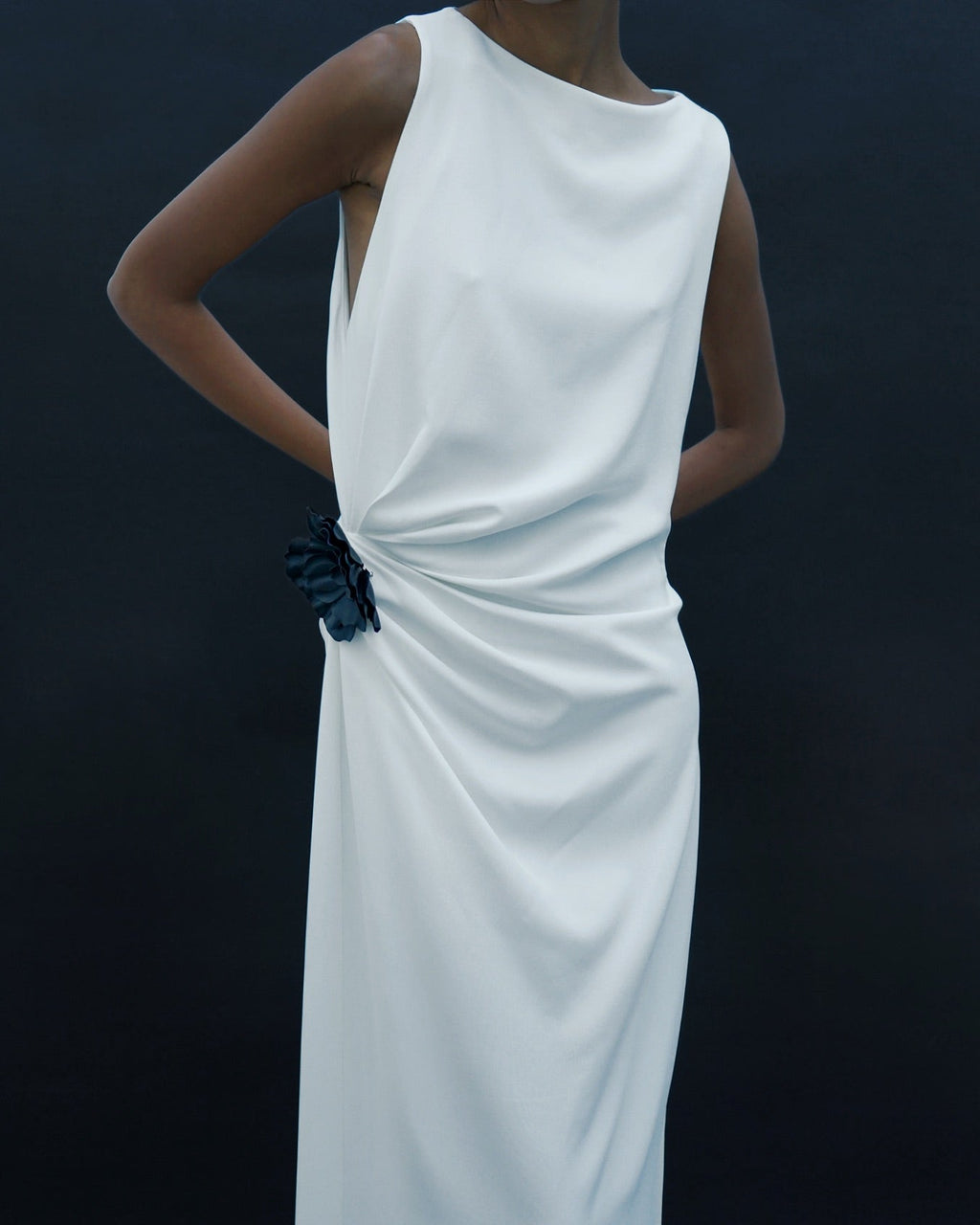 Ivy Women's White Dress | Elegant Matte Double Crepe, Formal Cocktail 5