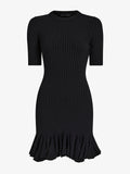 Lena Women's Black Mini Dress | Viscose Ribbed, Flared Hem 0
