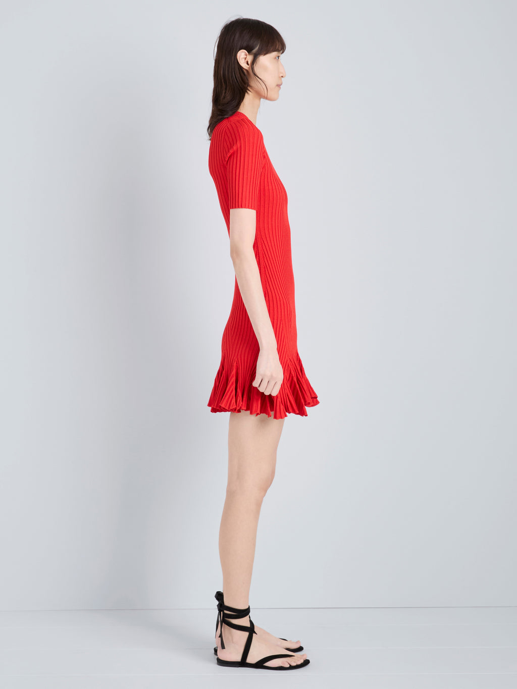 Lena Women's Mini Dress | Viscose Ribbed with Ruffled Hem 2