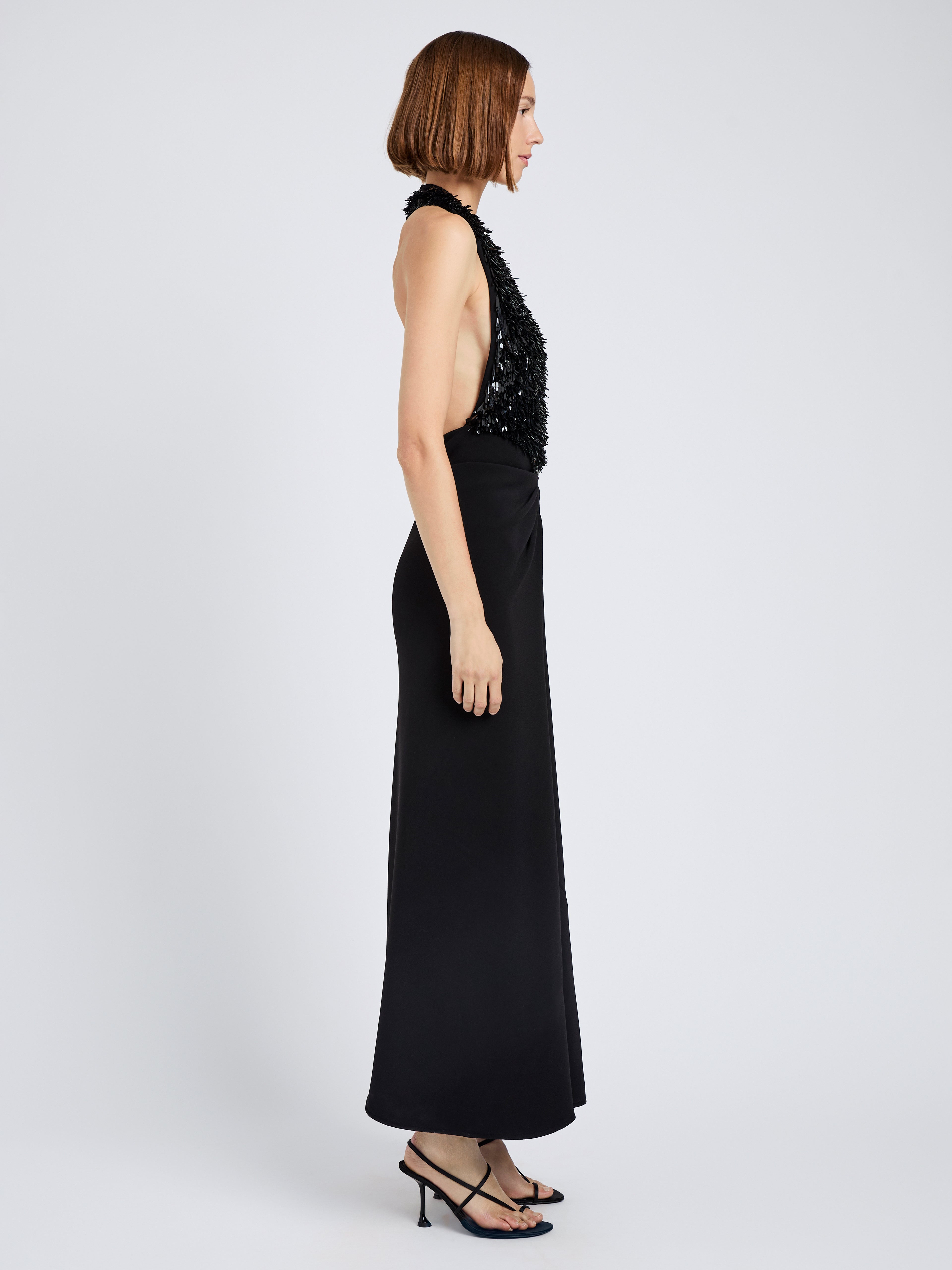 Mora Women's Dress | Embroidered Compact Crepe, Slim Fit 2