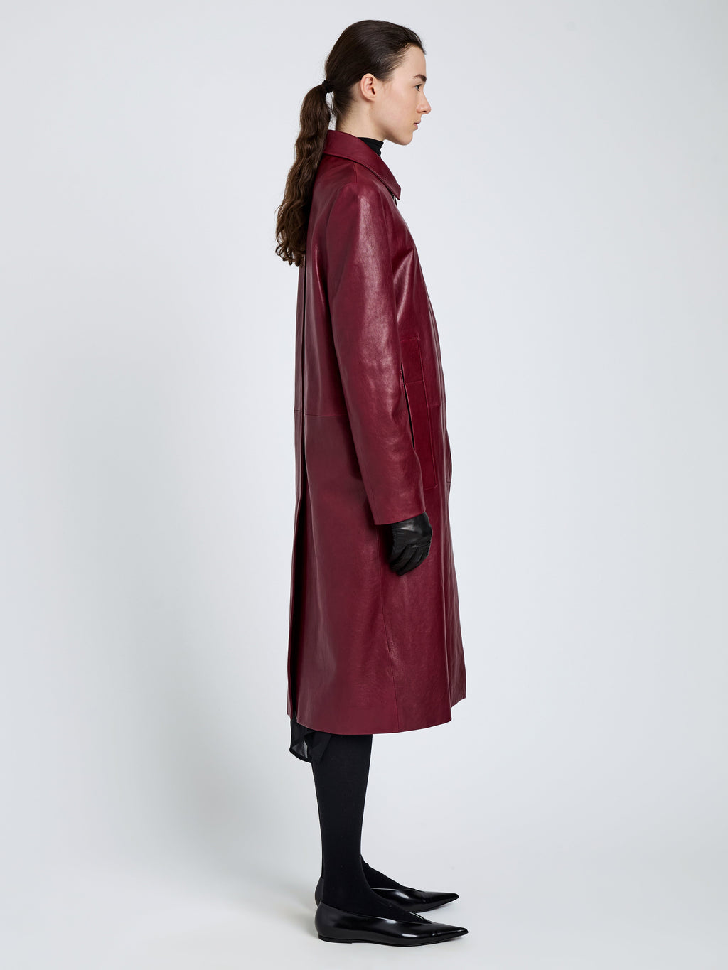 Nissi Women's Trench Coat | Semigloss Leather, Burgundy 2