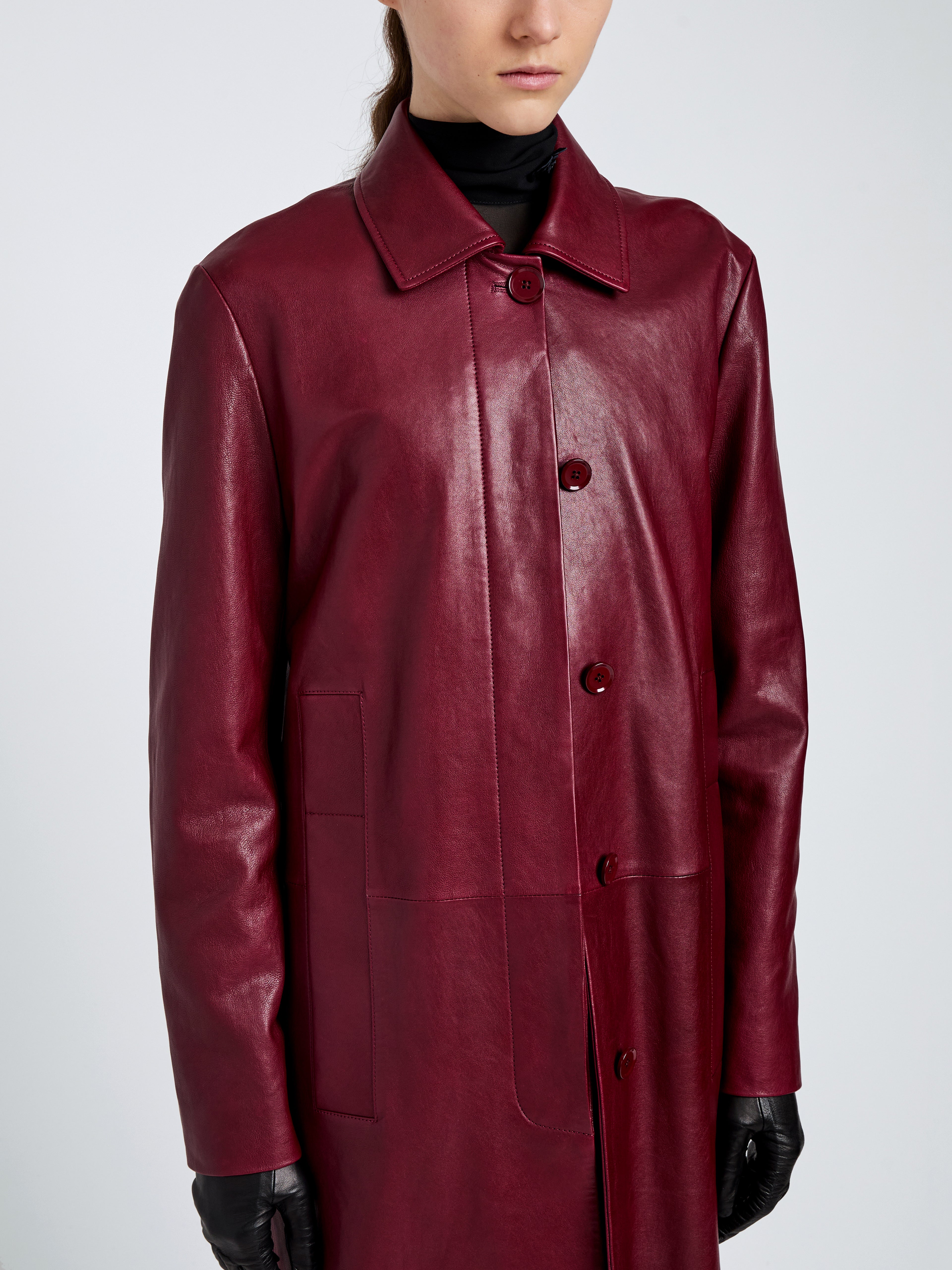 Nissi Women's Trench Coat | Semigloss Leather, Burgundy 4