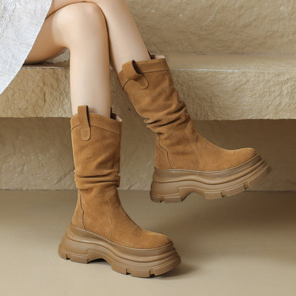 Bottes à poils givrés femme | Semelle épaisse, bout rond

