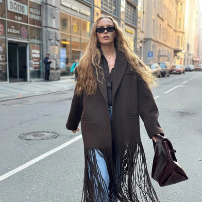 Manteau en laine à pompon pour femmes, mode de rue