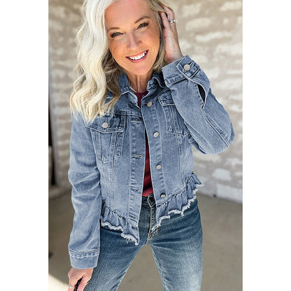 Veste multi-boucles à une rangée de couleur unie