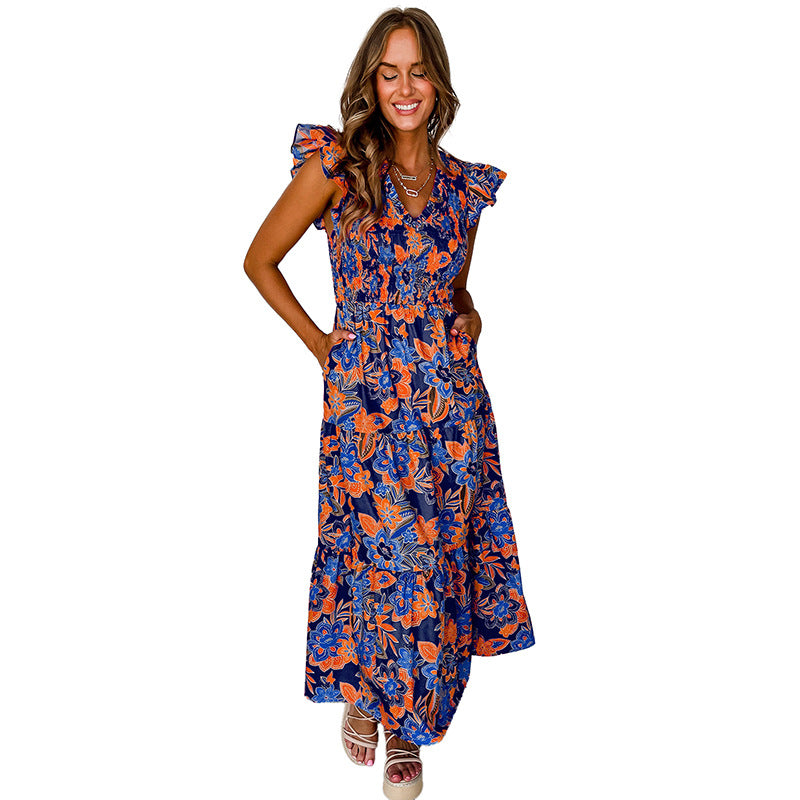 Robe sans manches à imprimé floral pour femmes