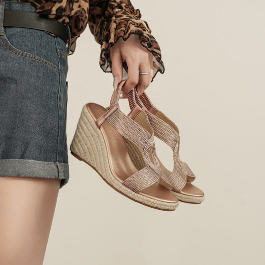 Sandales Compensées Décontractées Polyvalentes pour Femmes