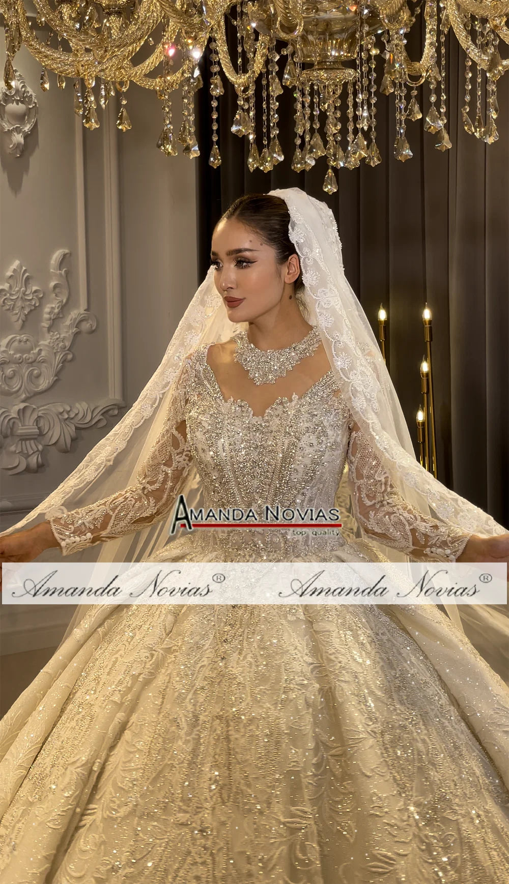 Sparkling Tulle Custom Bridal Gown