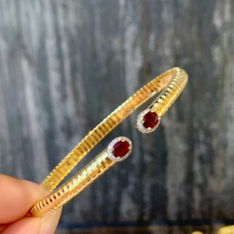 18K Gold Natural Ruby Set