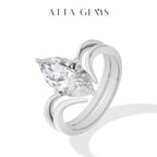3ct Marquise Moissanite Silver Ring