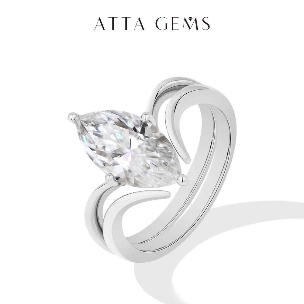 3ct Marquise Moissanite Silver Ring